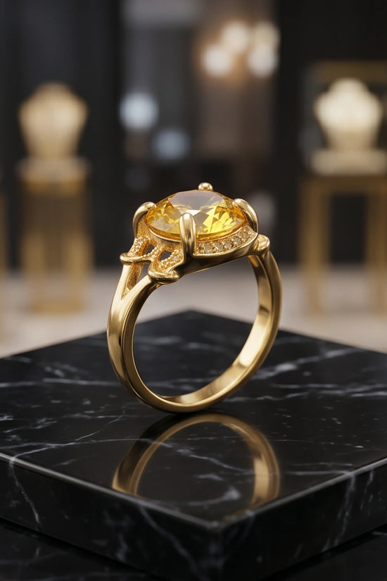 Golden Solis Citrine Filigree Ring