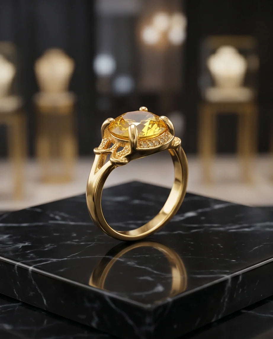 Golden Solis Citrine Filigree Ring