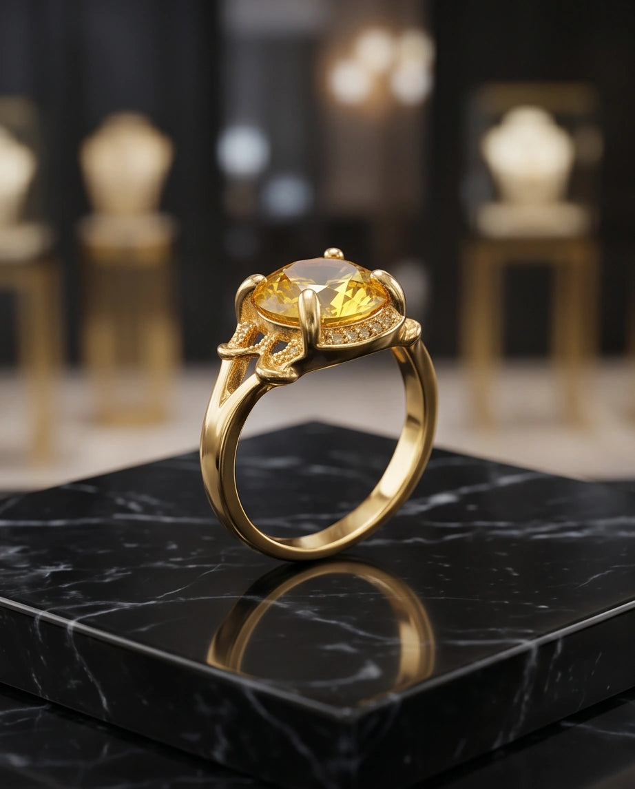 Golden Solis Citrine Filigree Ring