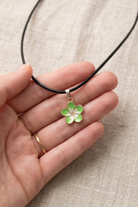 Gold and Light Green Blossom Necklace