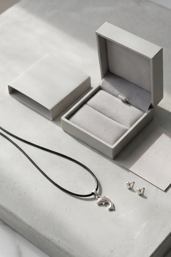Silver Polished Playful Dolphin Necklace