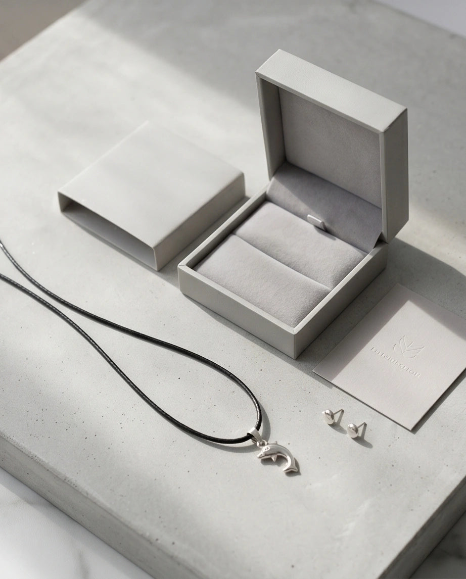 Silver Polished Playful Dolphin Necklace