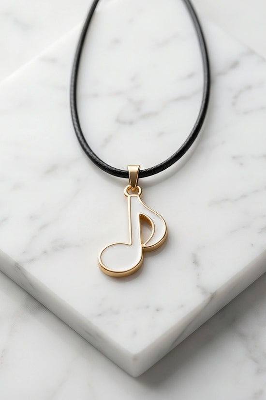 Gold and White Eighth Note Necklace