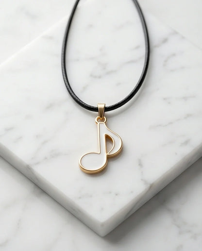 Gold and White Eighth Note Necklace