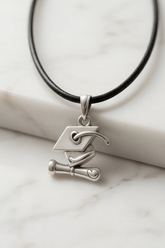 Silver Graduation Cap Pendant Necklace