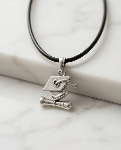 Silver Graduation Cap Pendant Necklace