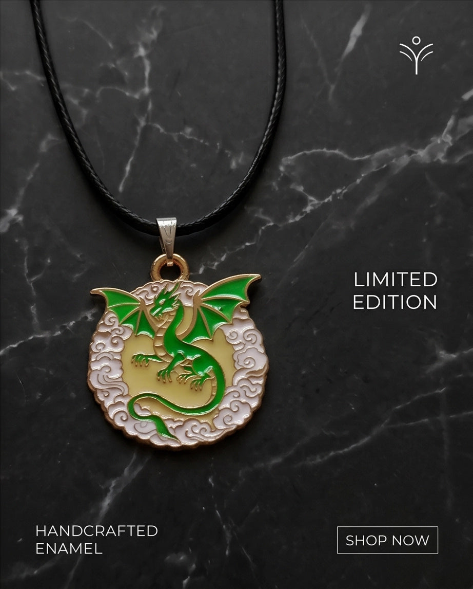Green Dragon Medallion Cord Necklace