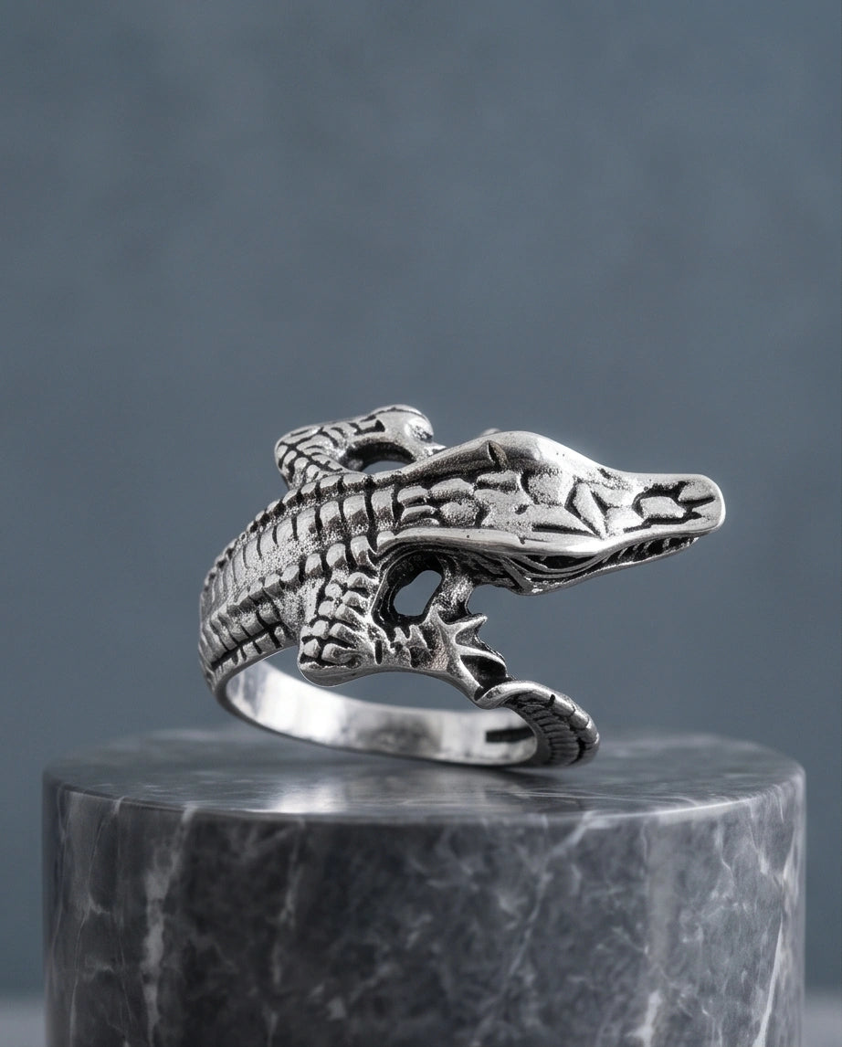 Vintage Sterling Crocodile Wrap Ring