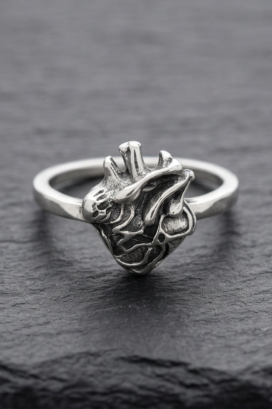 Gothic Sterling Silver Anatomical Heart Ring