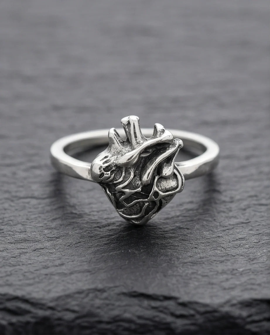 Gothic Sterling Silver Anatomical Heart Ring