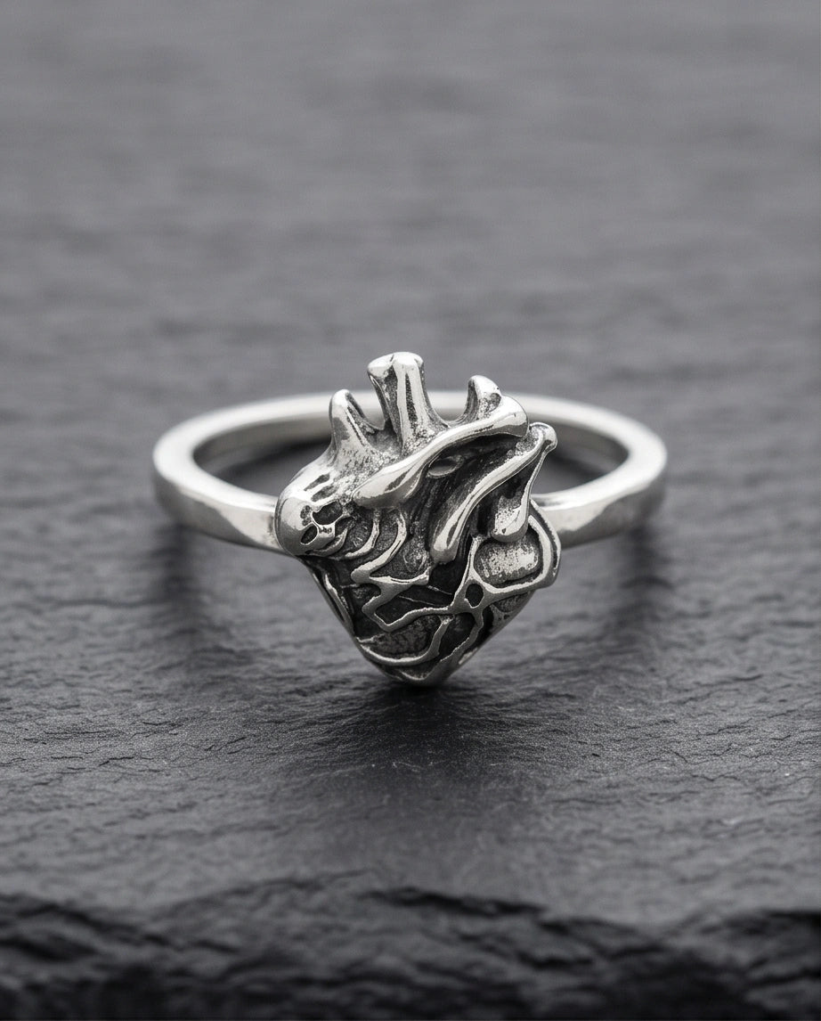 Gothic Sterling Silver Anatomical Heart Ring