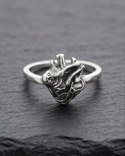 Gothic Sterling Silver Anatomical Heart Ring