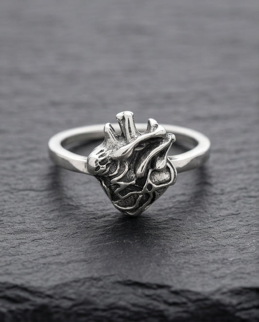 Gothic Sterling Silver Anatomical Heart Ring