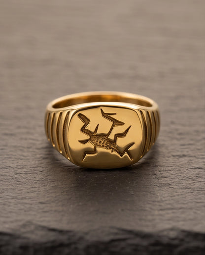 Fractured Mosaic Gold Signet Ring