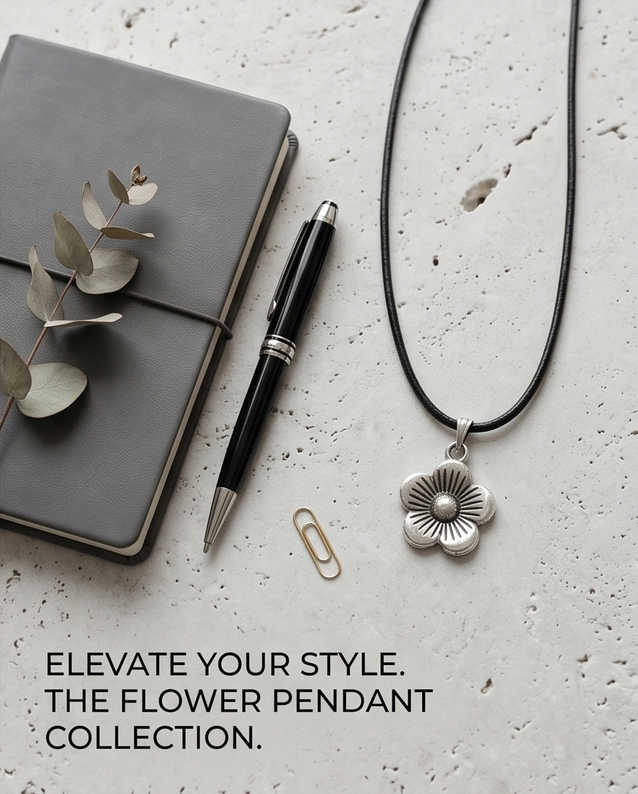 Silver Retro Flower Pendant Necklace