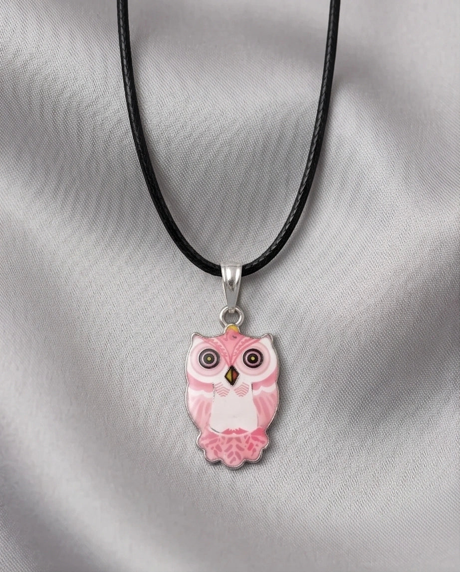 Elegant Soft Pink Owl Totem Pendant Necklace