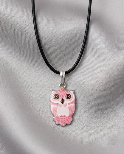 Elegant Soft Pink Owl Totem Pendant Necklace