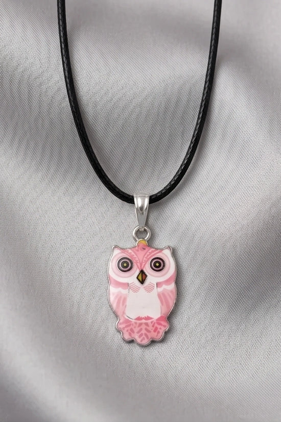 Elegant Soft Pink Owl Totem Pendant Necklace