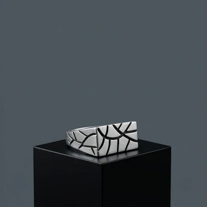 Sterling Silver Abstract Rectangular Signet Ring