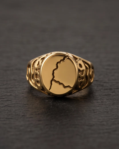 Fissure Medallion Gold Signet Ring