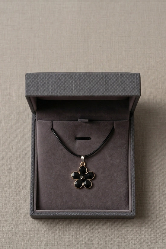 Gold and Black Blossom Flower Necklace