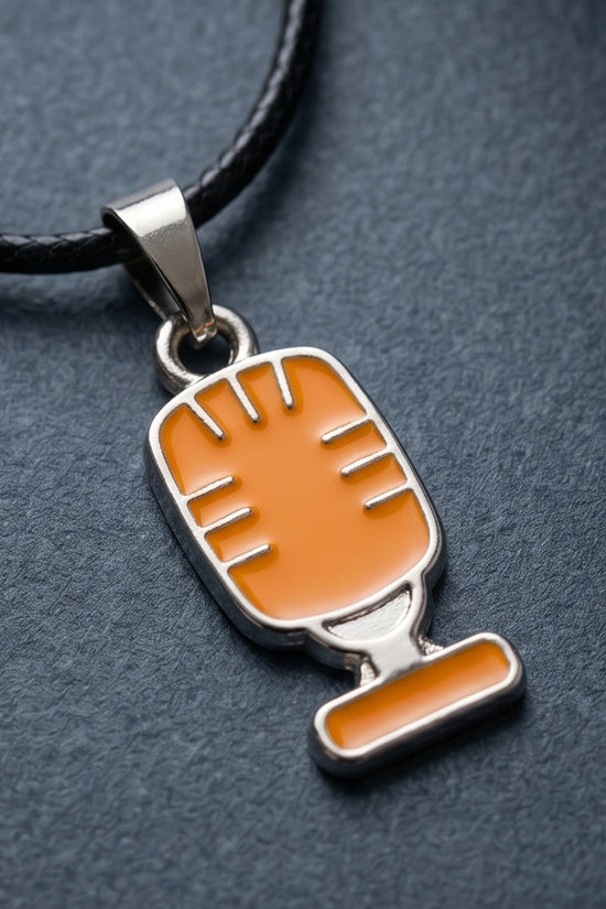 Silver Retro Orange Microphone Necklace