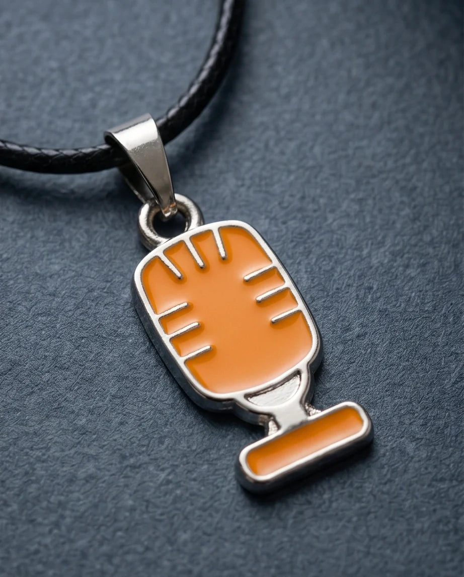 Silver Retro Orange Microphone Necklace