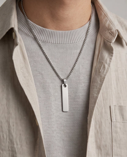 Silver Minimalist Bar Pendant Necklace