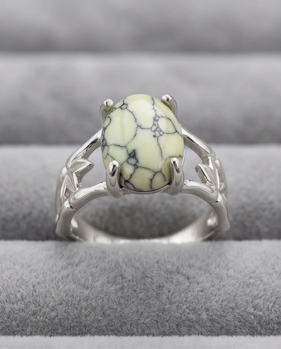 Earthy Mint Leaf Statement Ring