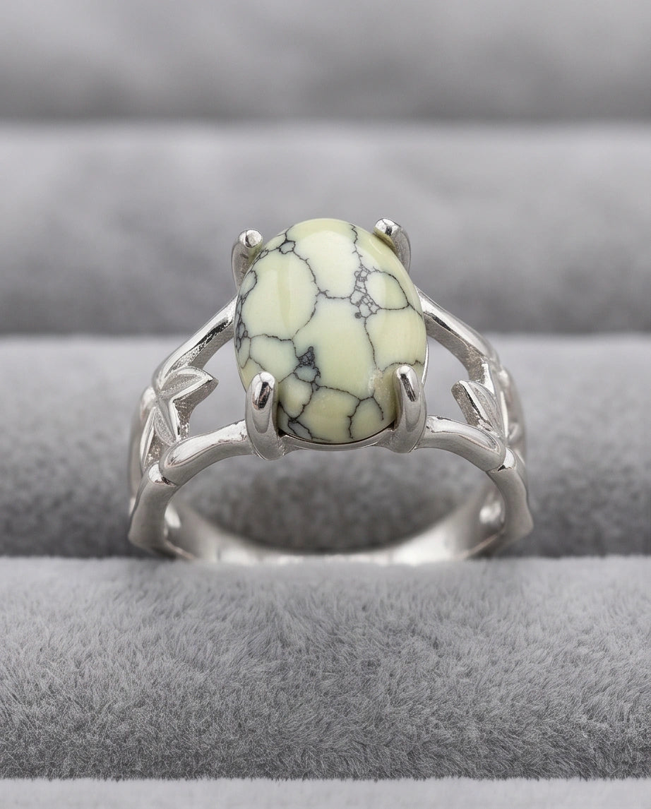Earthy Mint Leaf Statement Ring