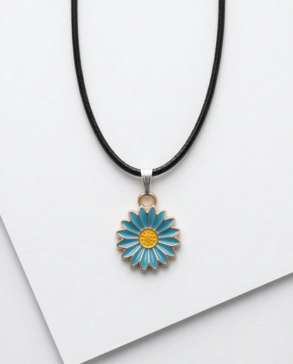 Gold and Turquoise Blue Daisy Necklace