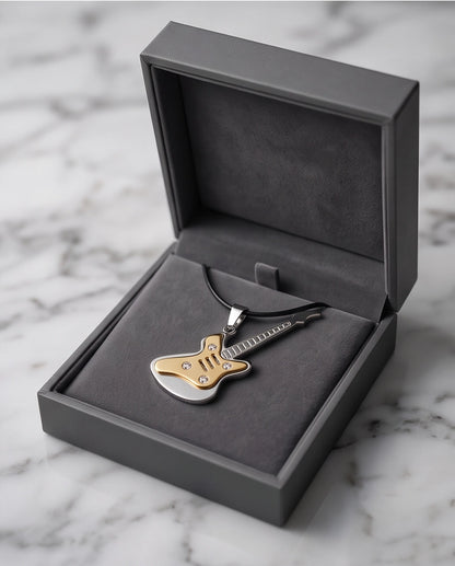 Gold and Silver Crystal Electric Guitar Cord Necklace