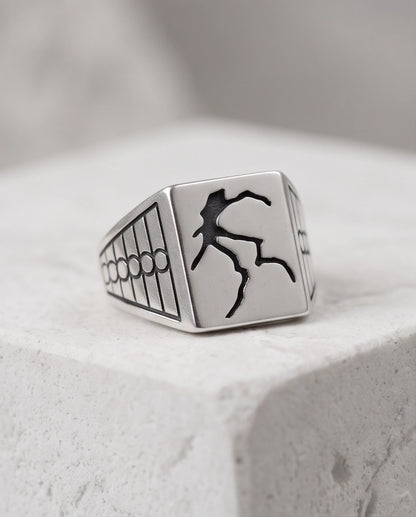 Minimalist Lightning Bolt Signet Ring