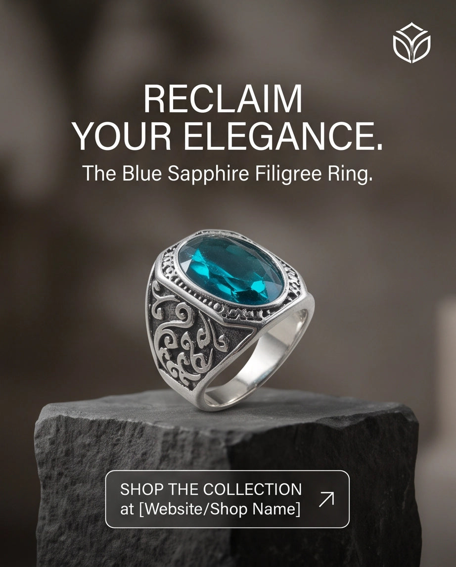 Teal Gemstone Octagonal Bezel Scrollwork Silver Ring