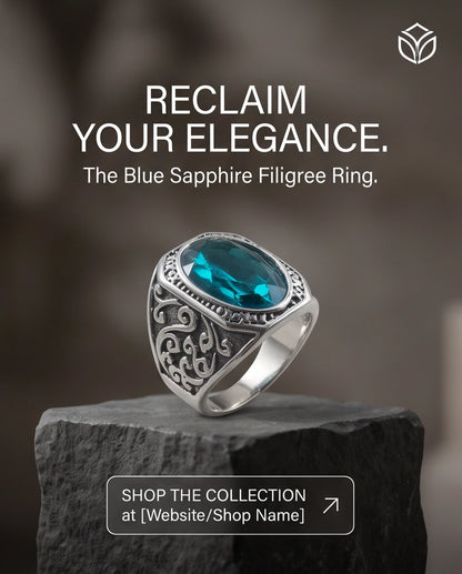 Teal Gemstone Octagonal Bezel Scrollwork Silver Ring