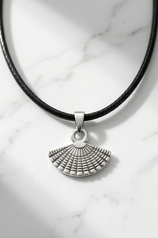 Silver Hand Fan Pendant Necklace