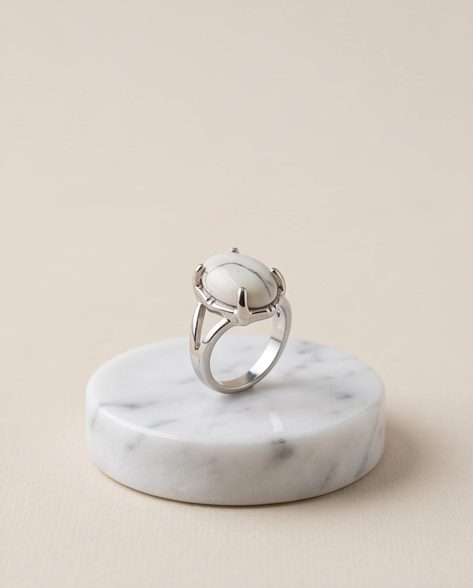 White Canyon Howlite Statement Ring