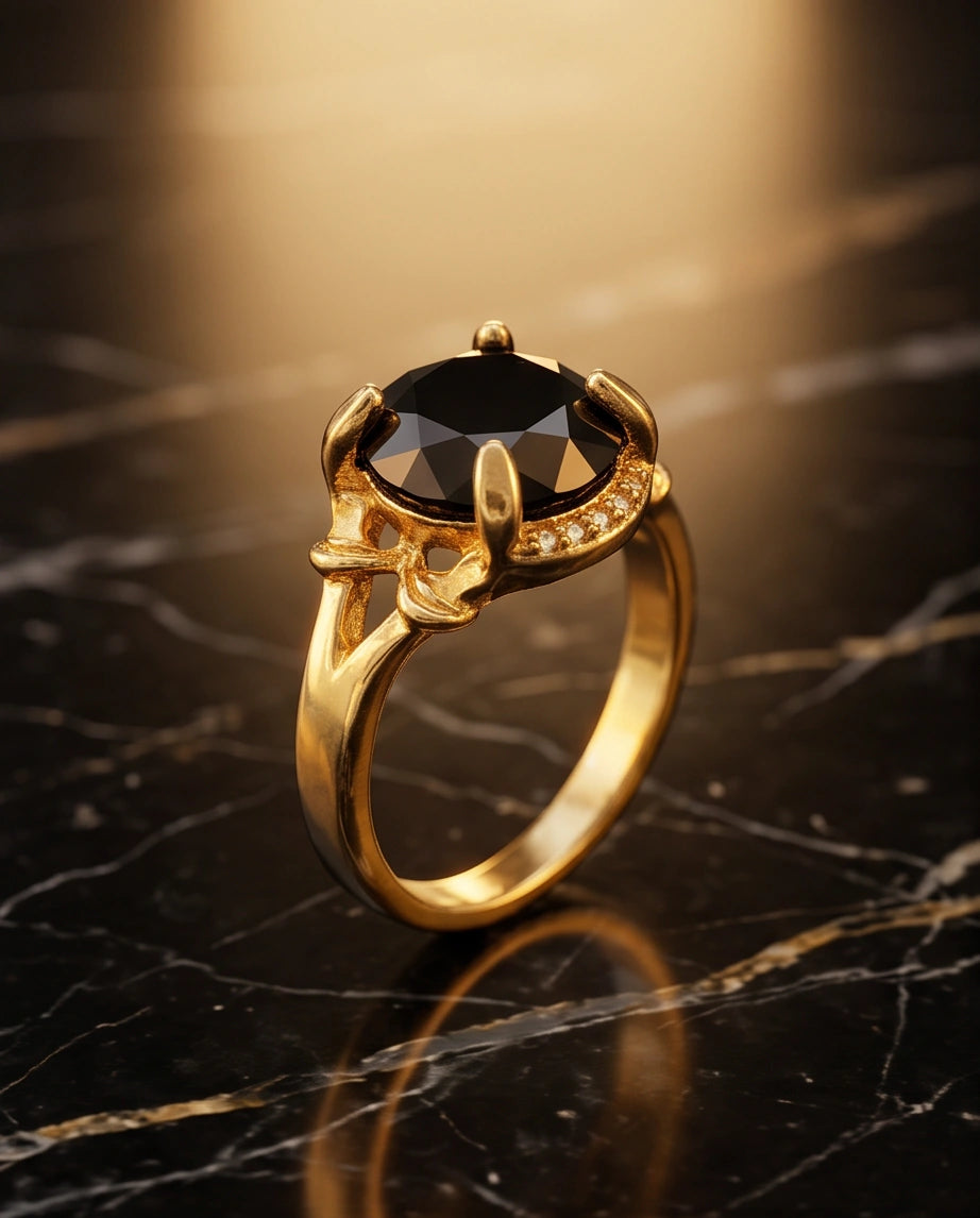 Golden Obsidian Solis Filigree Ring
