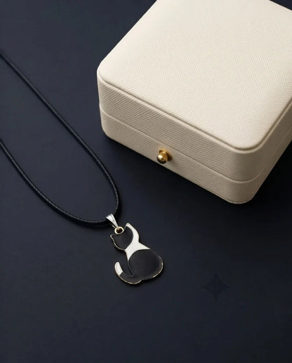 Artistic Tuxedo Cat Silhouette Pendant Necklace