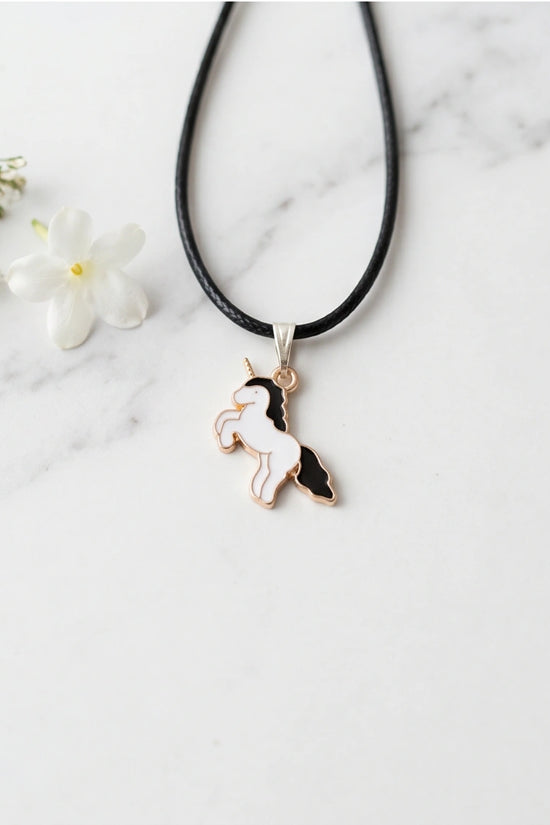 Gold and Black Unicorn Pendant Necklace