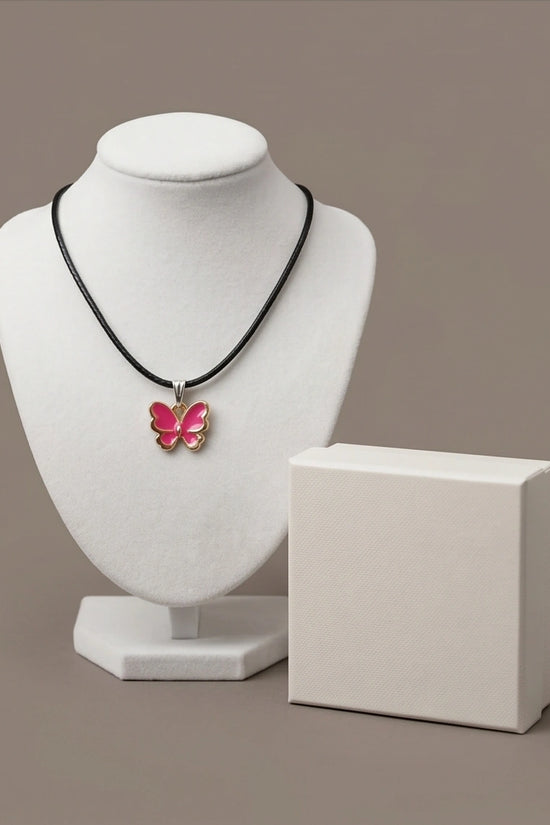 Gold and Pink Butterfly Necklace