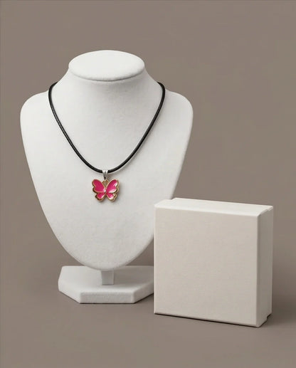 Gold and Pink Butterfly Necklace