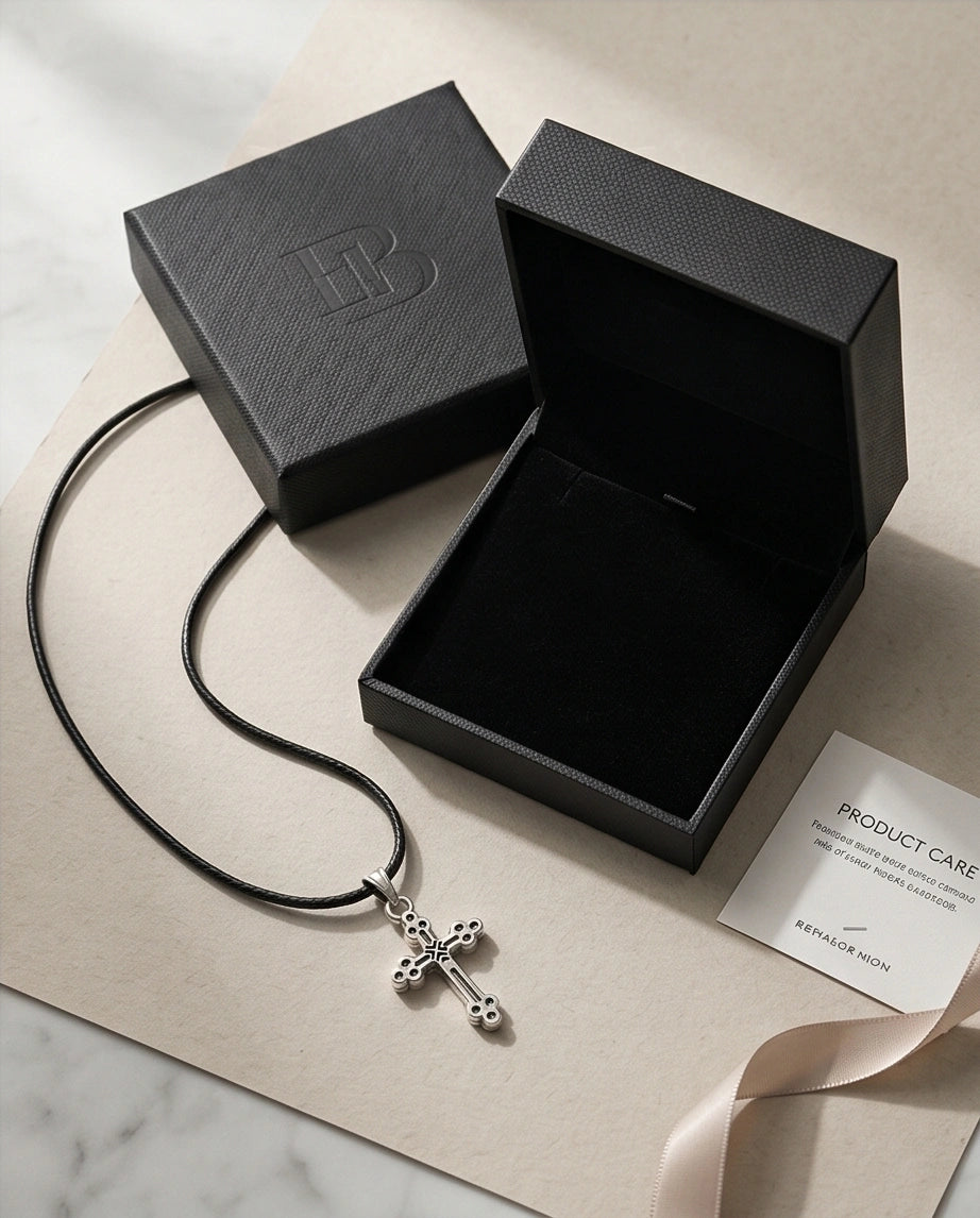Silver Detailed Decorative Cross Necklace