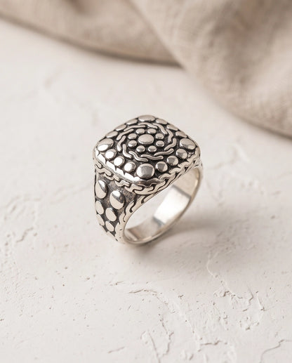 Constellation Studded Cushion Signet Ring