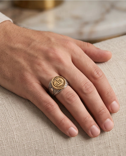 Calligraphic Seal Two-Tone Signet Ring