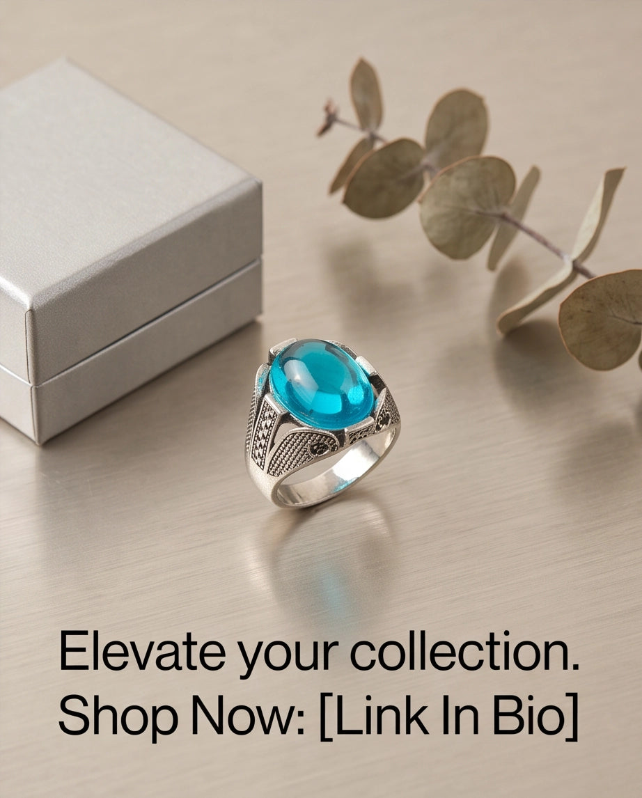 Cerulean Zenith Stippled Signet Ring