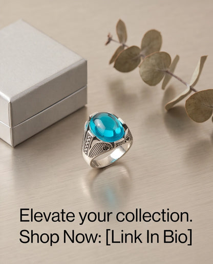 Cerulean Zenith Stippled Signet Ring