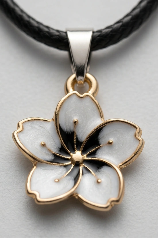 Gold and White Blossom Pendant Necklace