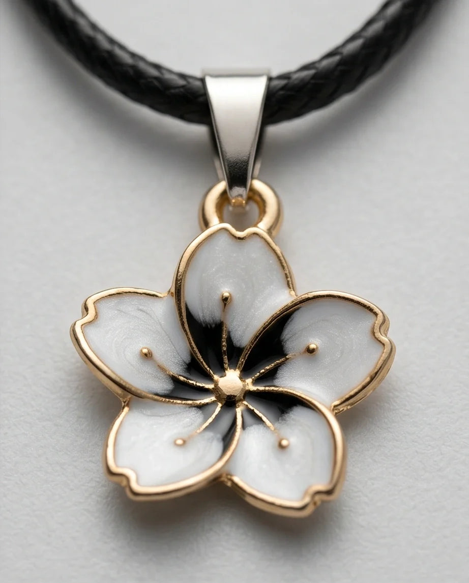Gold and White Blossom Pendant Necklace