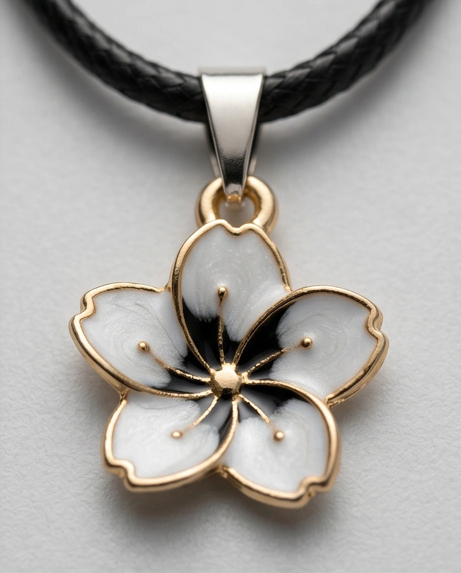 Gold and White Blossom Pendant Necklace